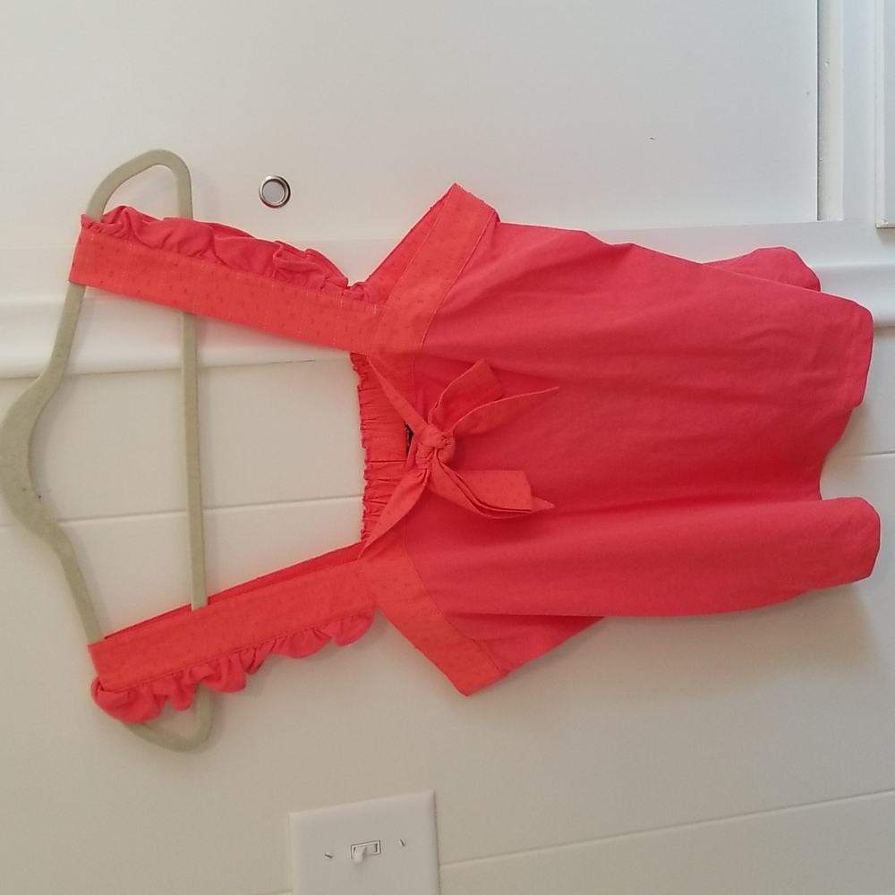 J Crew Coral Ruffled Tank Top Sz Large NWT